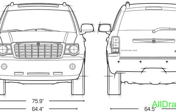 Chrysler Aspen (2009) (Крайслер Аспен (2009)) - чертежи (рисунки) автомобиля